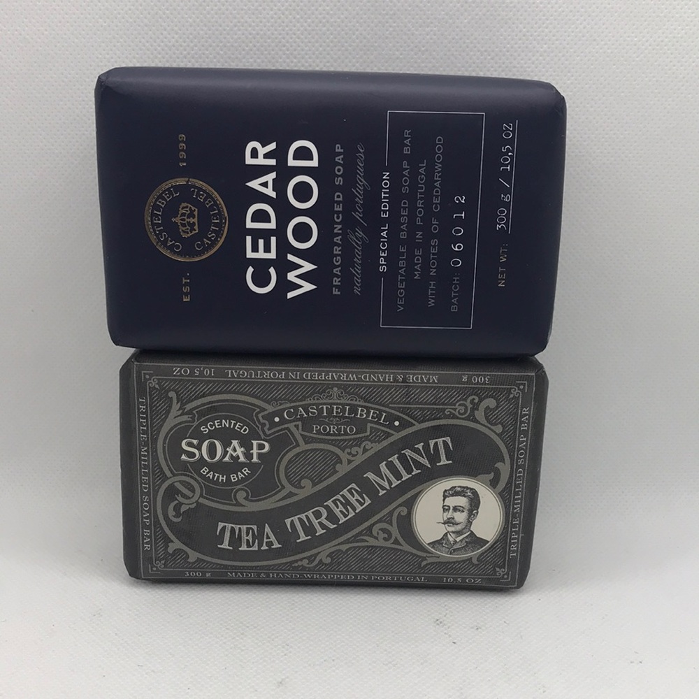 NEW!! Castelbel Soap Bars (Two)10.5oz One Cedarwood and One Tea Tree Mint